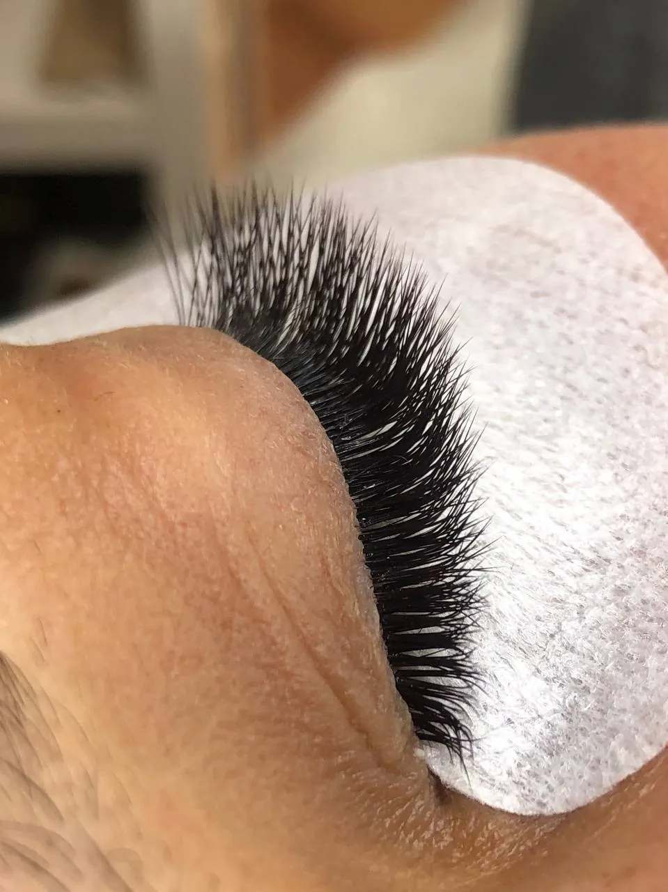Mega volume lash extensions being applied, Gravesend Brooklyn